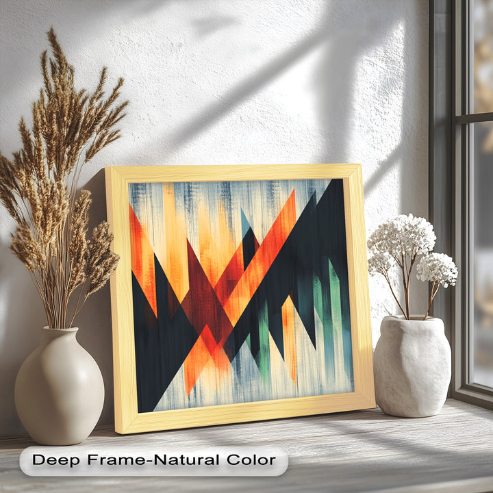 Modern Angular Lines – Bold Geometric Oil Painting