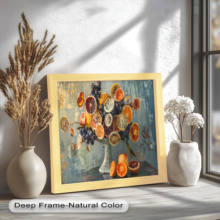 Grapes and Citrus Harmony – Decorative Still Life Food Painting