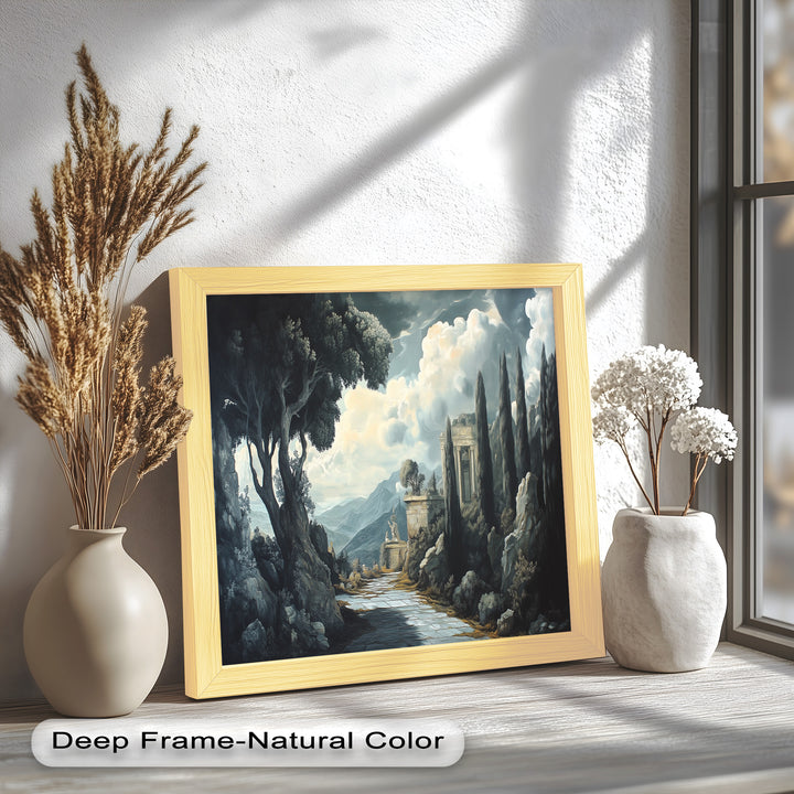 Ancient Pathway to the Temple – Dramatic Classical Landscape Oil Painting