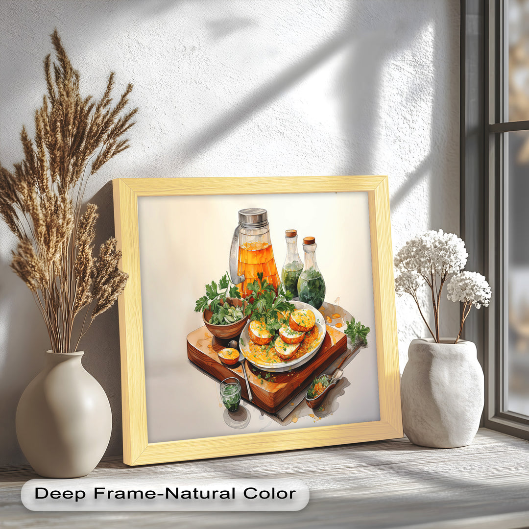 Golden Herb Delight – Rustic Food Still Life Painting