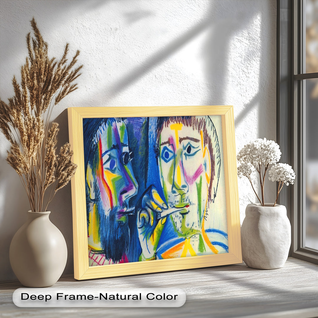 Two Men Smoking by Pablo Picasso – Expressionist Oil Painting