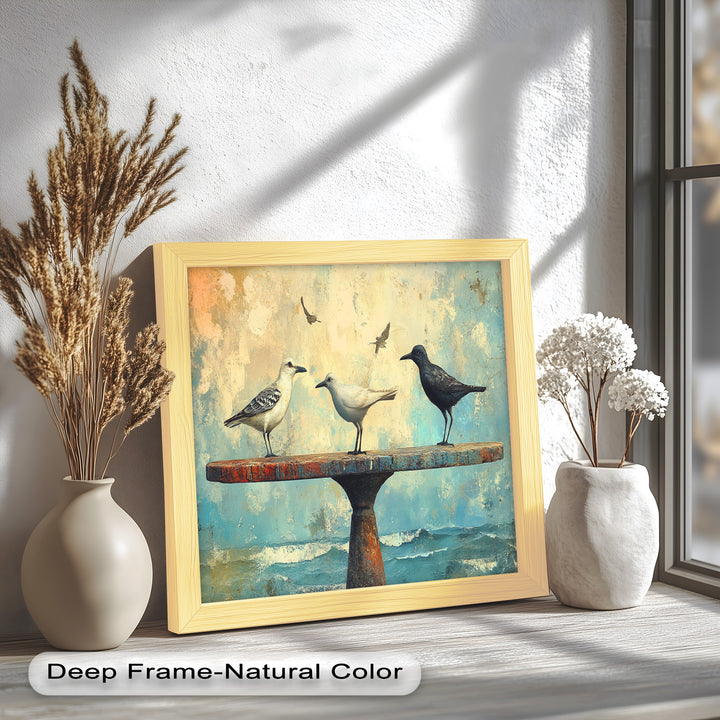Surreal Birds on Pedestal – Animal Oil Painting