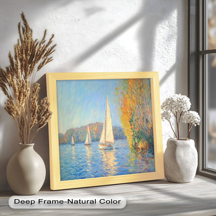 Tranquil Sails at Sunset – Impressionist Boat Scene Oil Painting