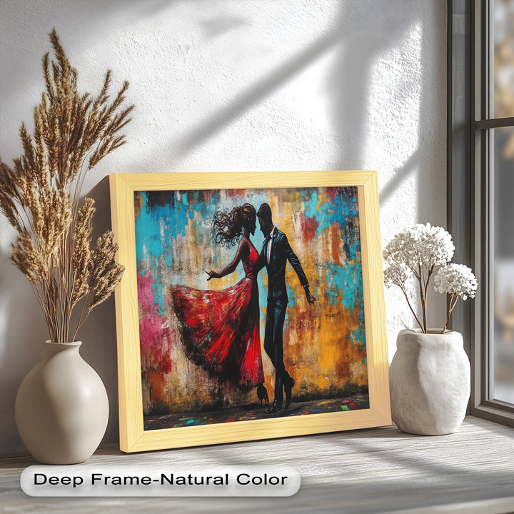 Whirl of Passion – Dancing Lovers in Red Love Oil Painting