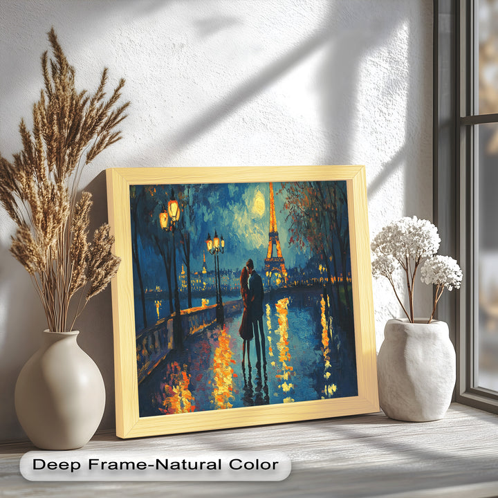 Moonlit Reflections – Eiffel Tower Romance Love Oil Painting