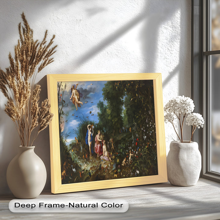 The Garden of Earthly Light – Mythological Forest Scene Oil Painting