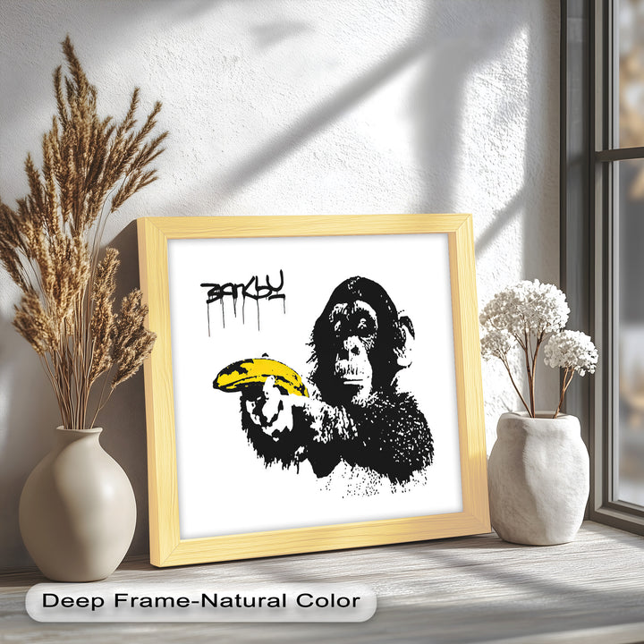 Monkey with Banana Gun – Satirical Banksy Oil Painting