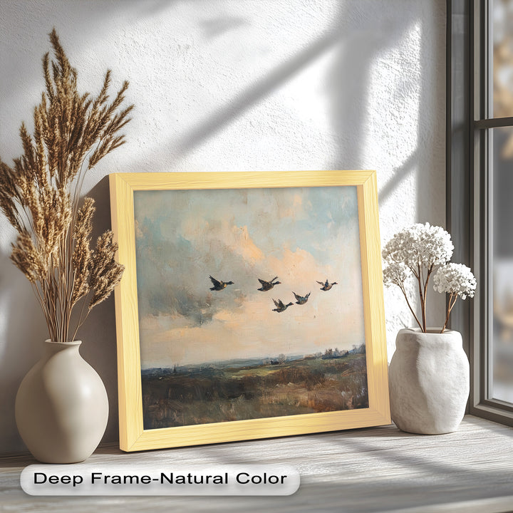Flight Over the Marshlands – Ducks in Motion Oil Painting