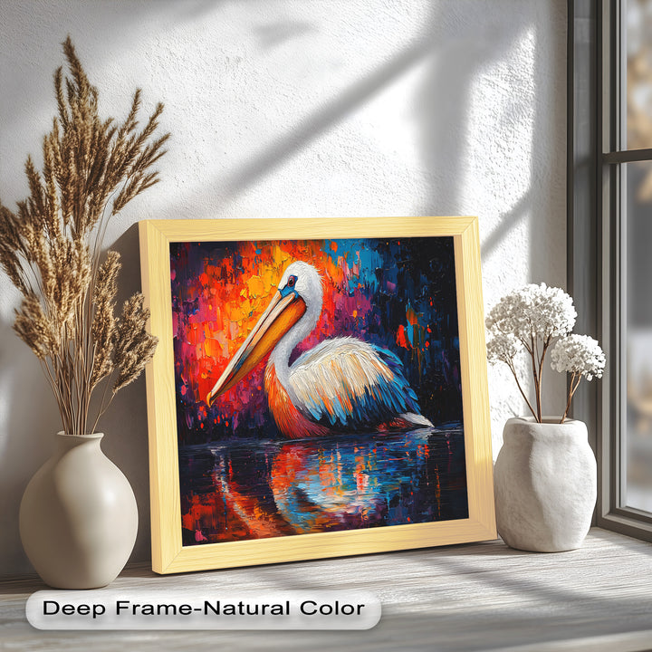 Sunset Pelican on Water – Animal Oil Painting
