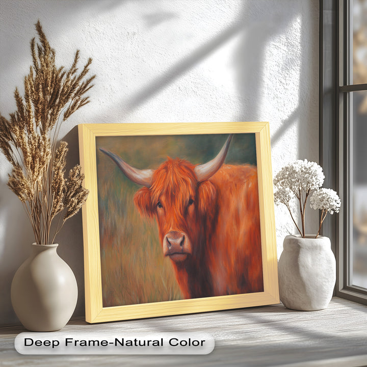 Highland Cow Oil Painting – Warm Animal Wall Art