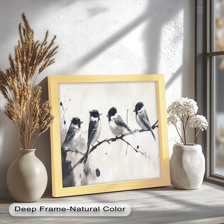 Monochromes Quartett – Vogel-Ölgemälde