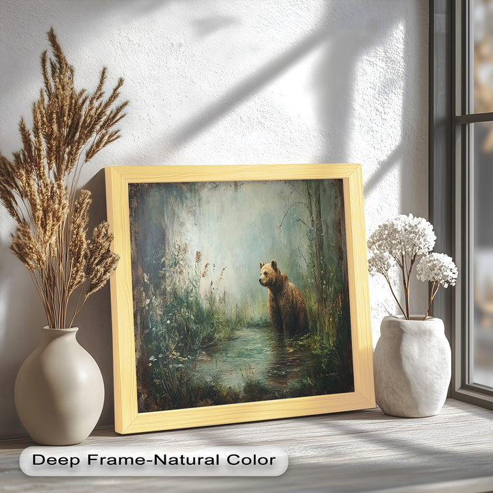 Brown Bear by the Water - Animal Oil Painting