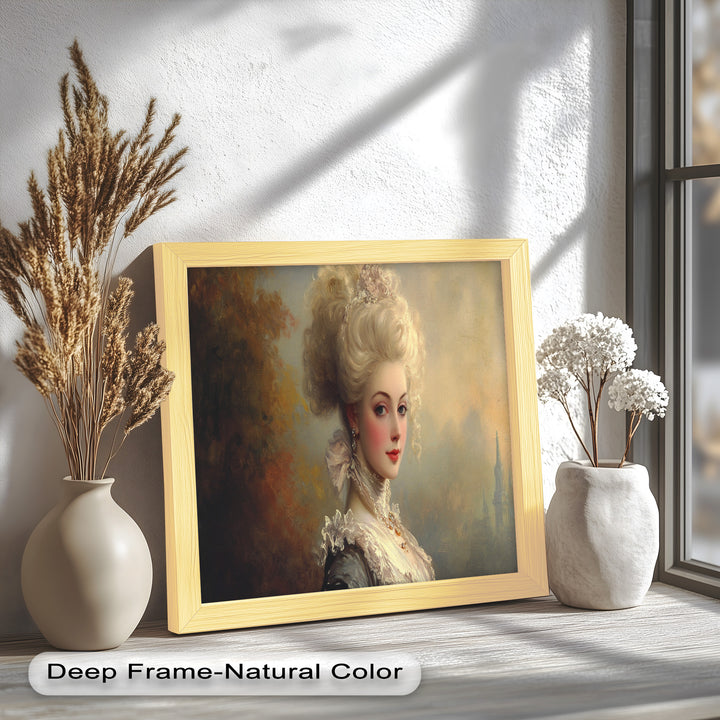 Rococo Grace Oil Painting – Portrait of a Noblewoman in Ivory Lace