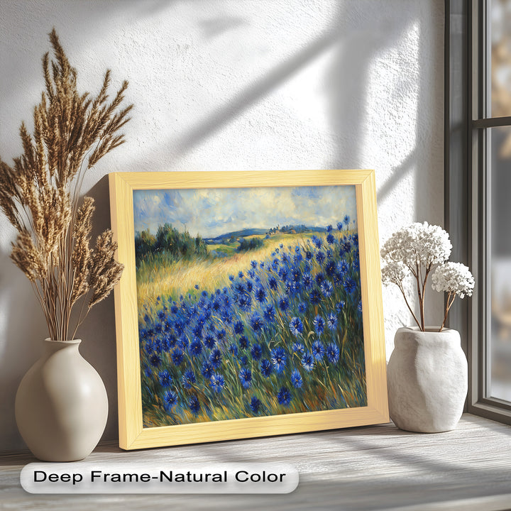 Golden Fields and Blue Cornflowers – Impressionist Meadow Scene Oil Painting