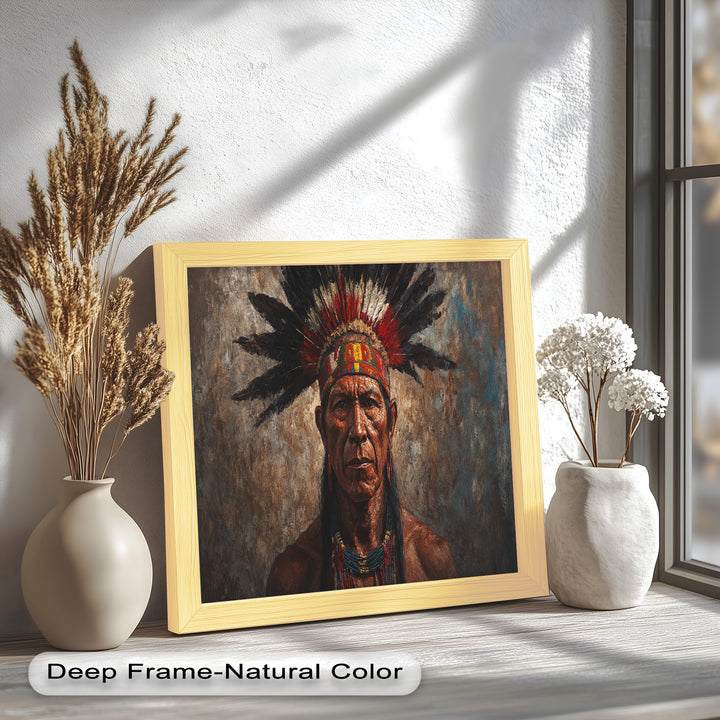 Echo of the Ancestors – Native Warrior Portrait Oil Painting