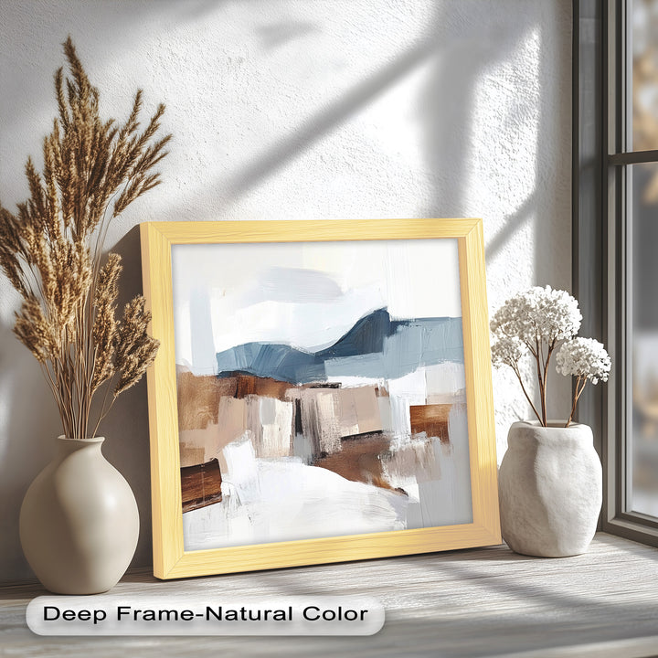 Muted Horizon Layers – Mountain Landscape Abstract Oil Painting