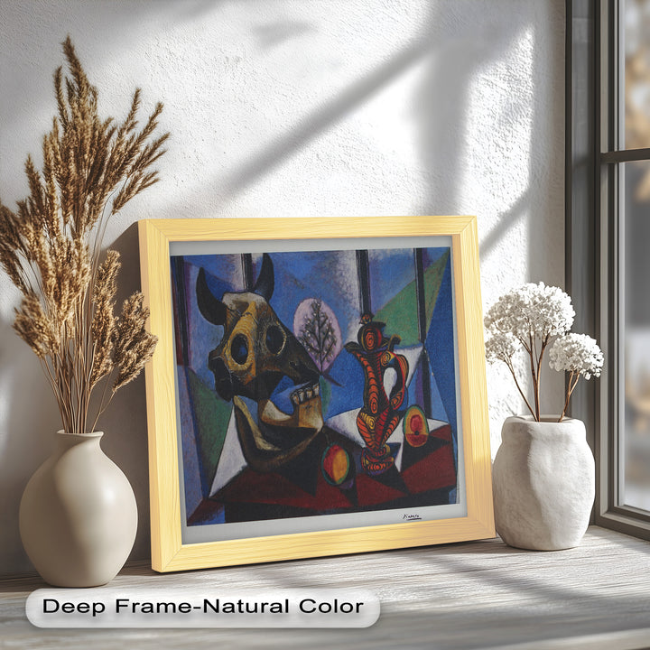 Still Life with Bull Skull – Symbolist Cubist Picasso Oil Painting
