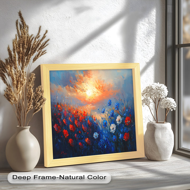 Wildflower Sunset Symphony – Colorful Horizon Flower Oil Painting