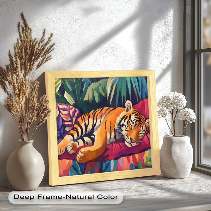Resting Tiger Oil Painting – Fauvist Jungle Art