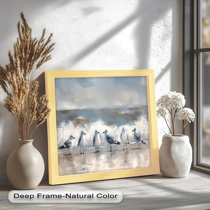Seagulls and Surf – Bird Oil Painting