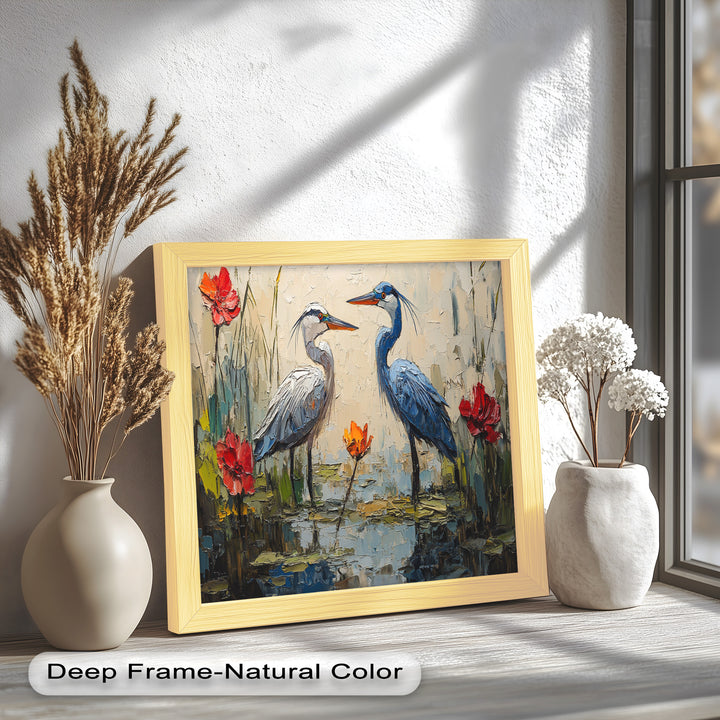 Pair of Herons – Animal Oil Painting