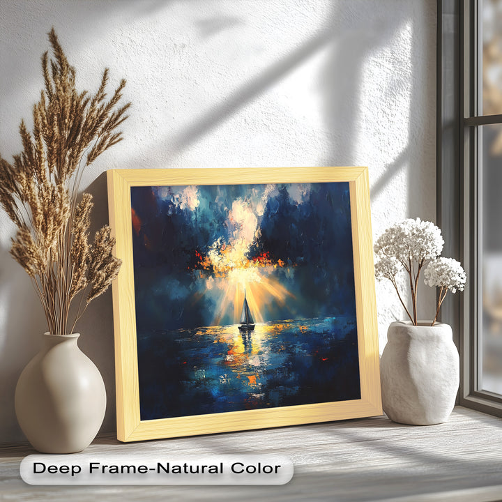 Radiant Horizon – Sailboat at Sunset Oil Painting