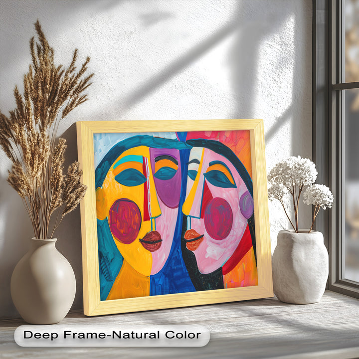 Unified Gaze – Vibrant Dual Portrait Picasso Oil Painting