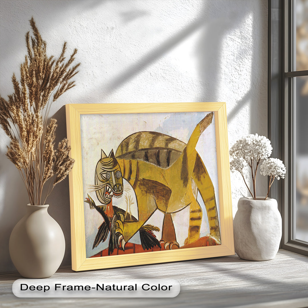 Wild Cat and Bird by Pablo Picasso – Cubist Oil Painting