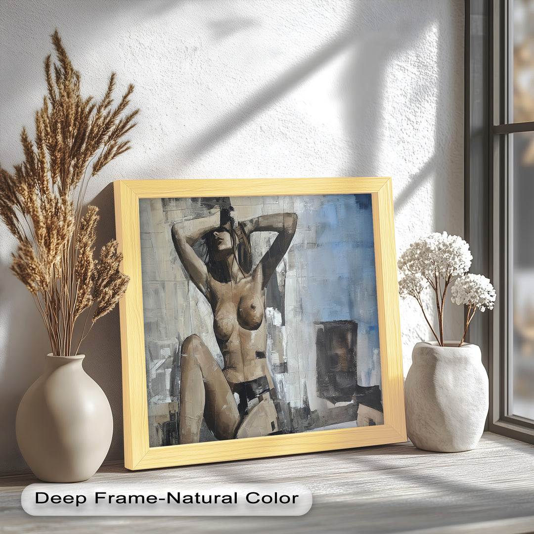 Urban Solitude – Contemporary Nude Oil Painting in Monochrome Hues