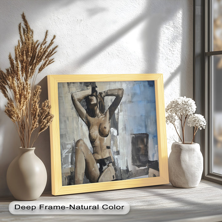 Urban Solitude – Contemporary Nude Oil Painting in Monochrome Hues