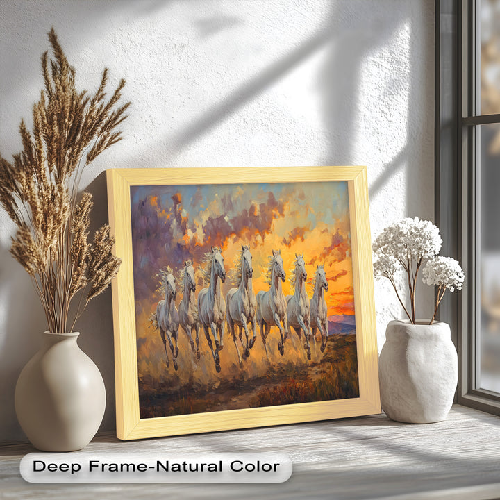 Run with the Sun – White Horses Oil Painting
