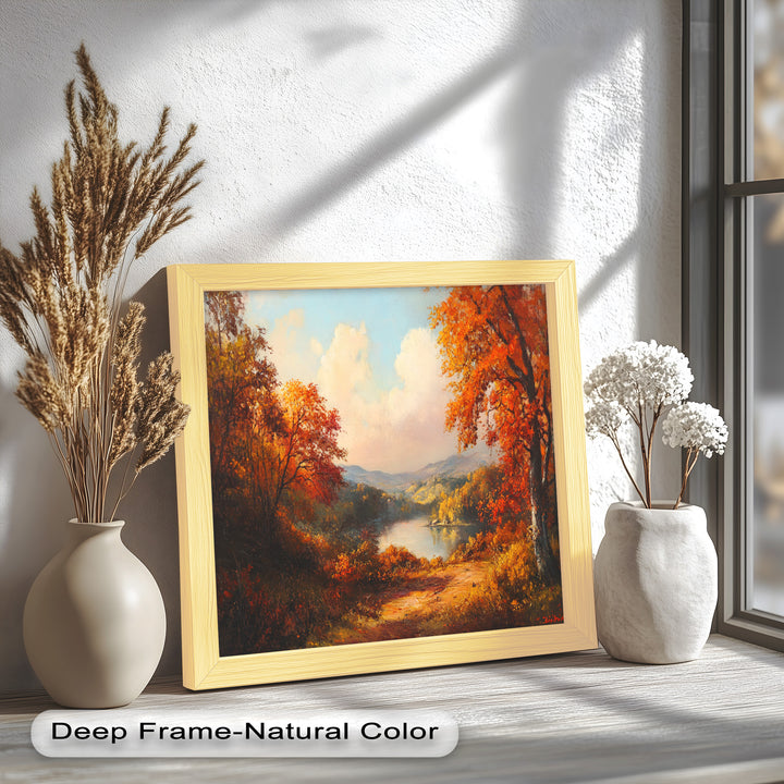 Golden Horizon – Ölgemälde mit herbstlichem Flussblick