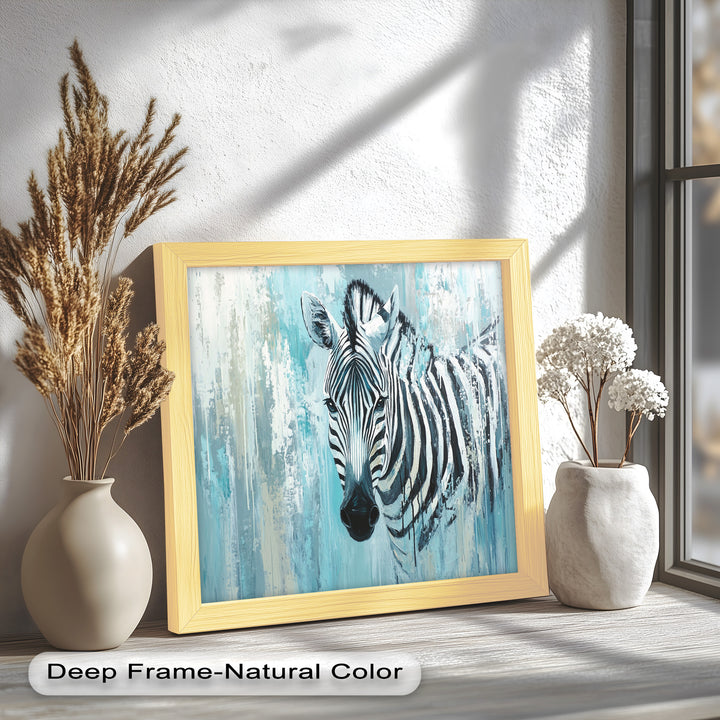 Zebra in Blue Abstract Style - Animal Oil Painting