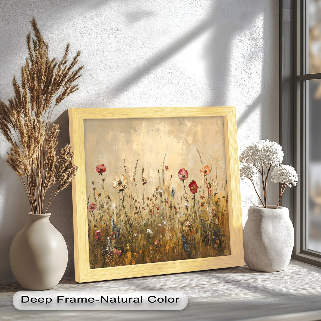 Vintage Wild Flowers – Rustic Floral Oil Painting