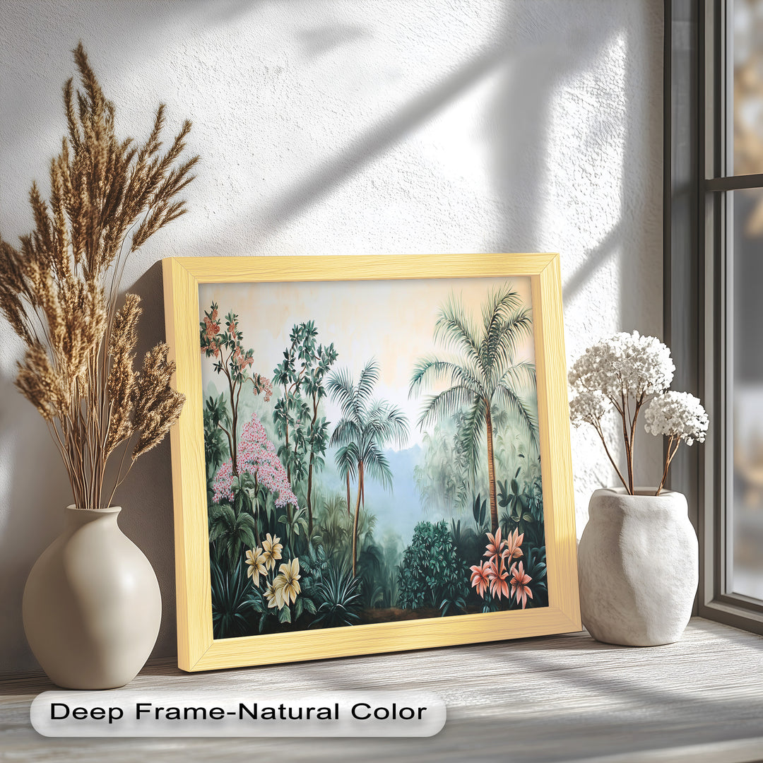 Floral Tropics Oasis – Palm Tree Oil Painting