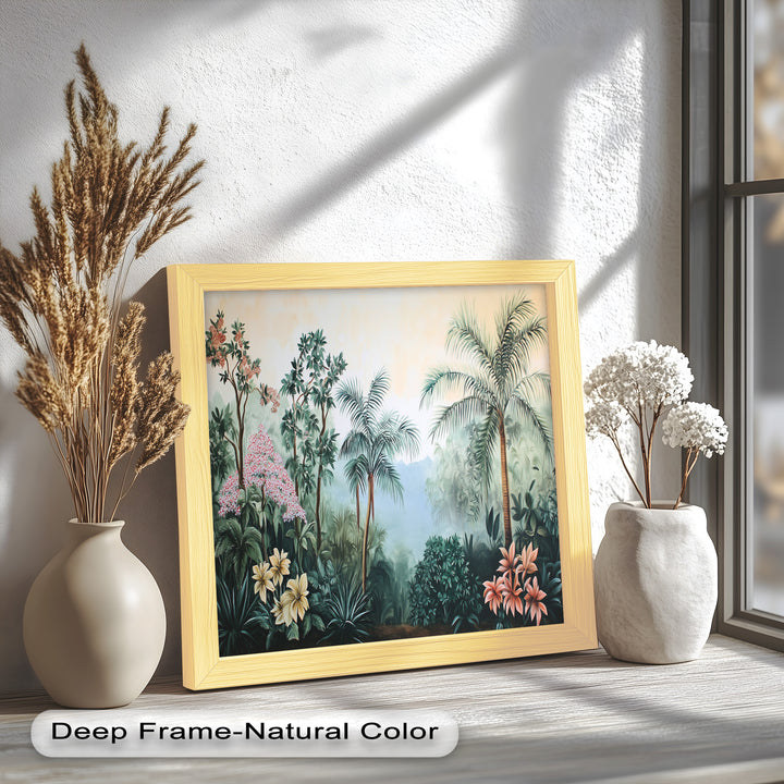 Floral Tropics Oasis – Palm Tree Oil Painting