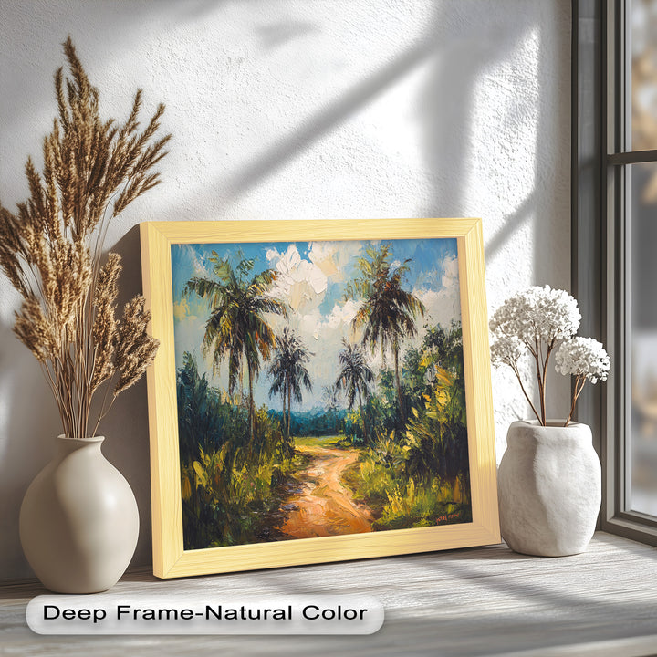 Tropical Pathway with Palm Trees – Impressionist Oil Painting
