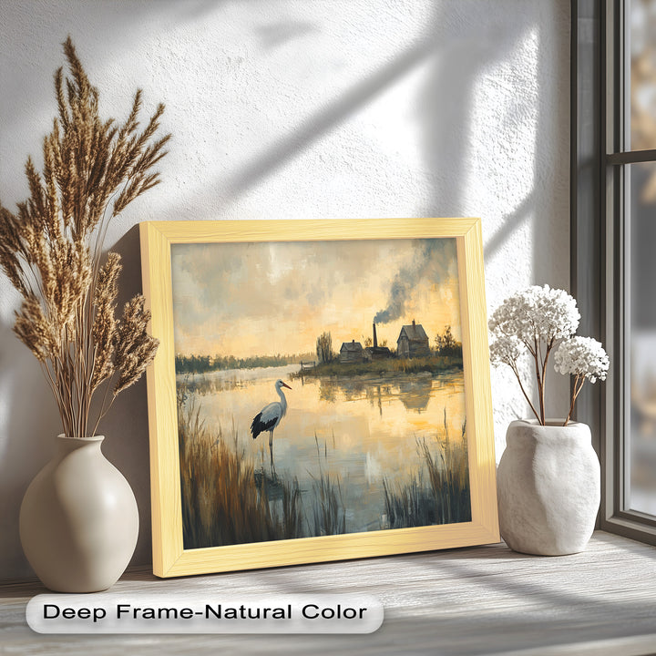Stork at Dusk – Animal Oil Painting