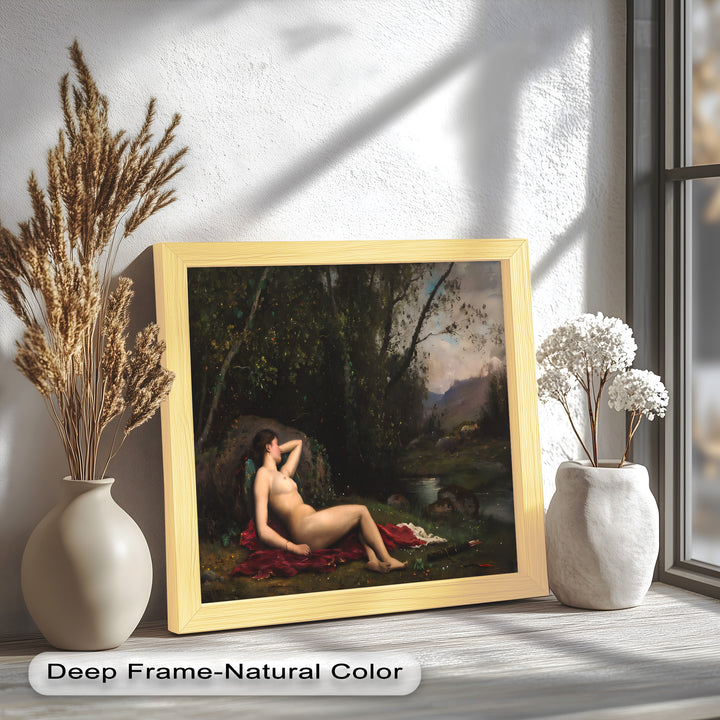 Reclining Diana – Classical Goddess in Nature Renaissance Oil Painting