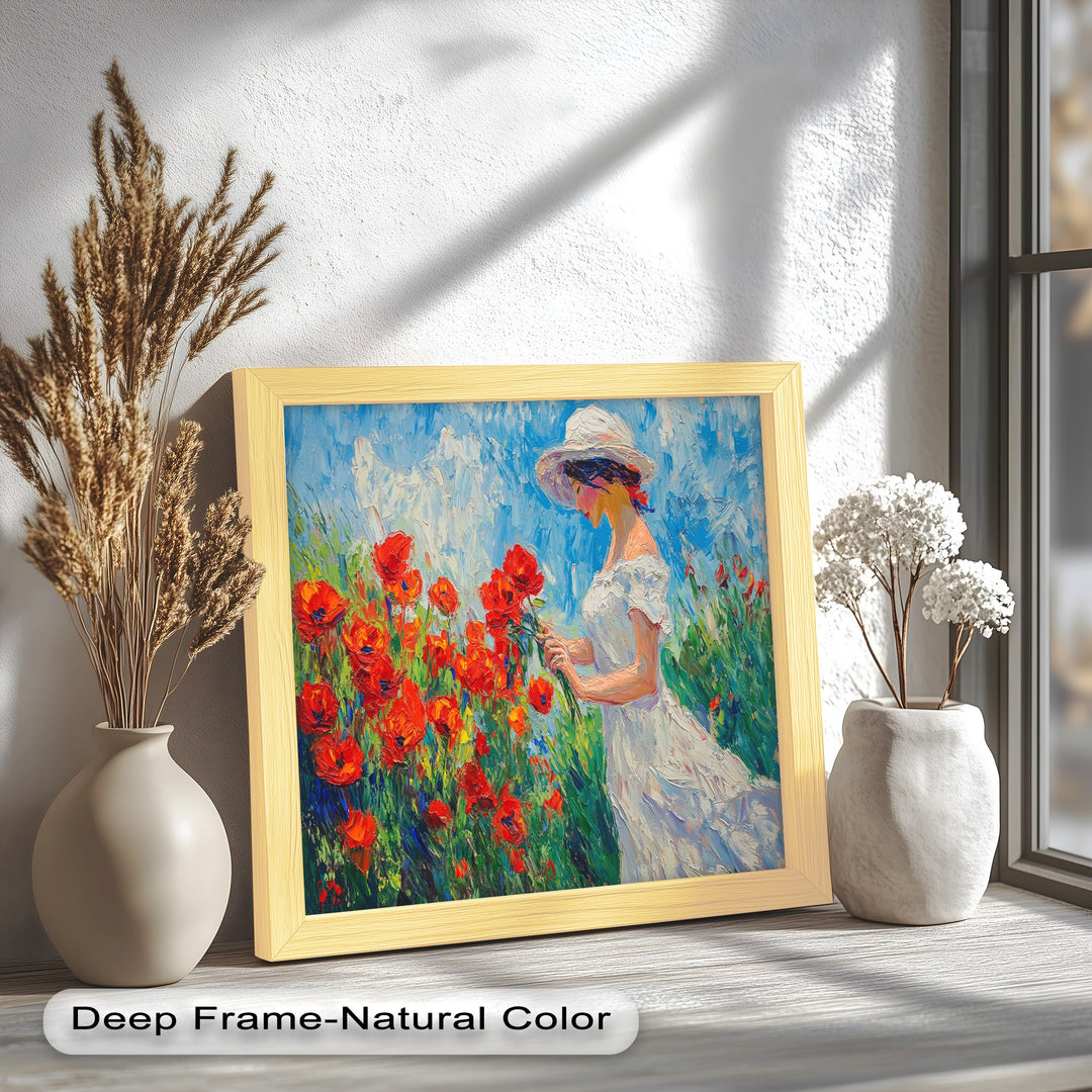 Lady Among Poppies – Impressionist Garden Stroll Oil Painting
