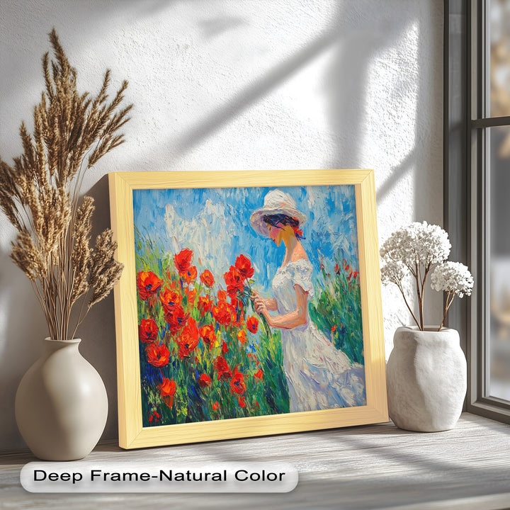 Lady Among Poppies – Impressionist Garden Stroll Oil Painting