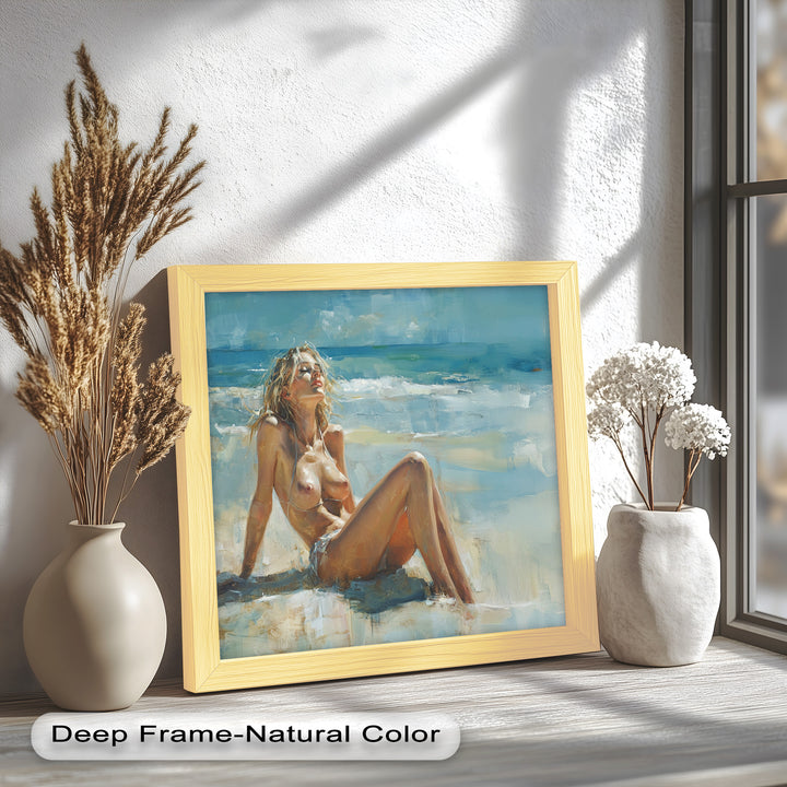 Sun-Kissed Serenity – Beachside Nude Figurative Oil Painting