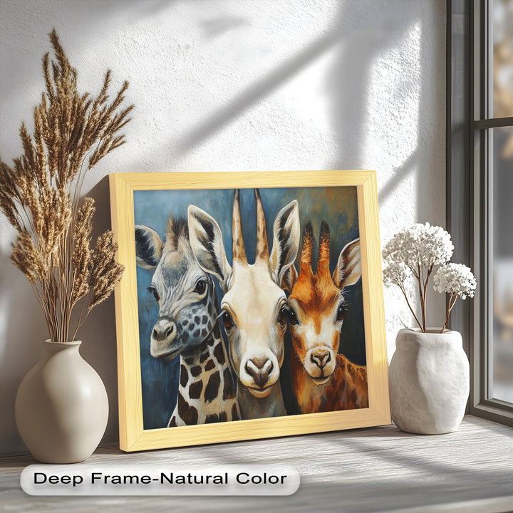 Trio of Giraffes – Animal Oil Painting