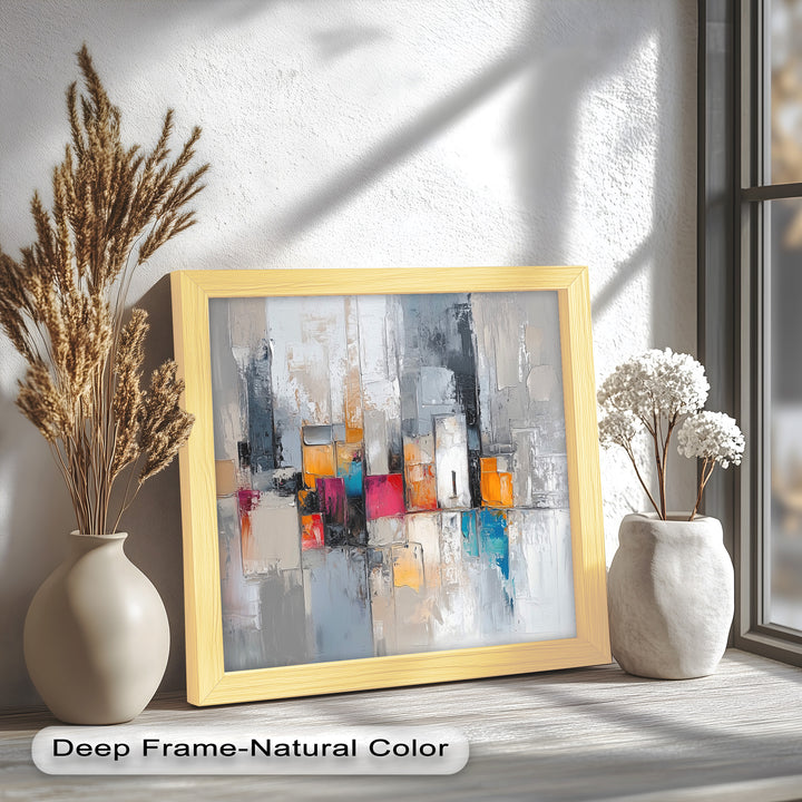 Urban Geometry – Color Block Cityscape Abstract Oil Painting