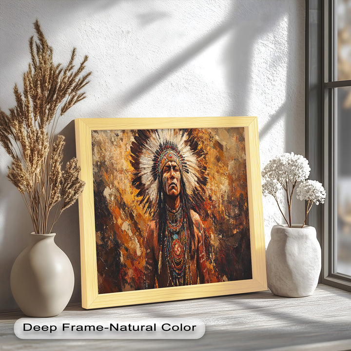 Sacred Flame – Tribal Warrior Portrait Oil Painting