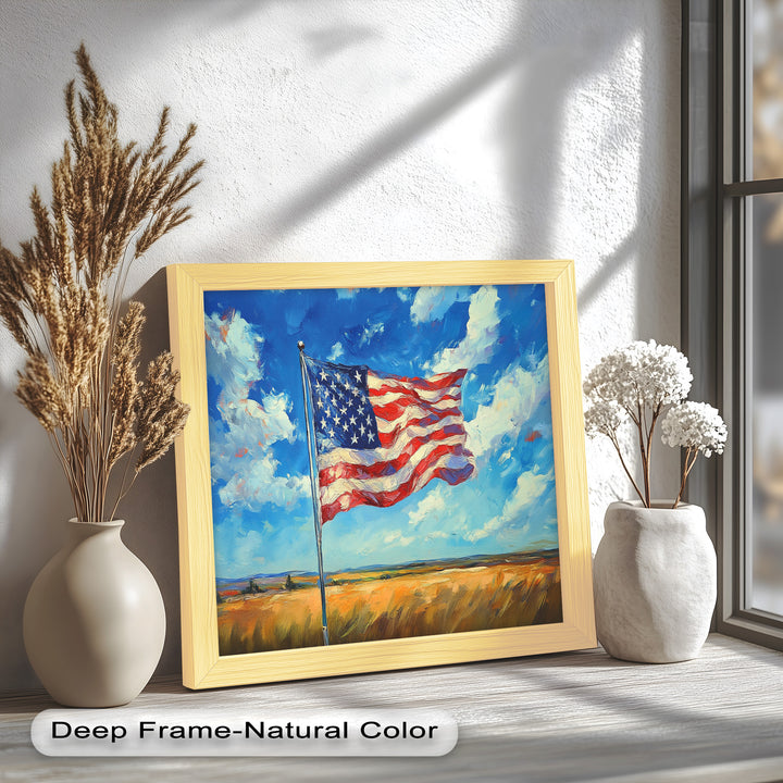 Amerikanische Flagge auf dem Land – Patriotisches Ölgemälde