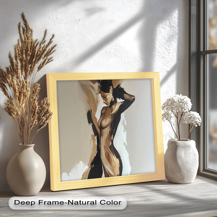 Golden Silence – Abstract Female Figure Oil Painting