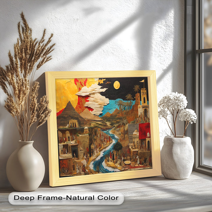 River of Time – Ancient Civilization Collage Picasso Oil Painting