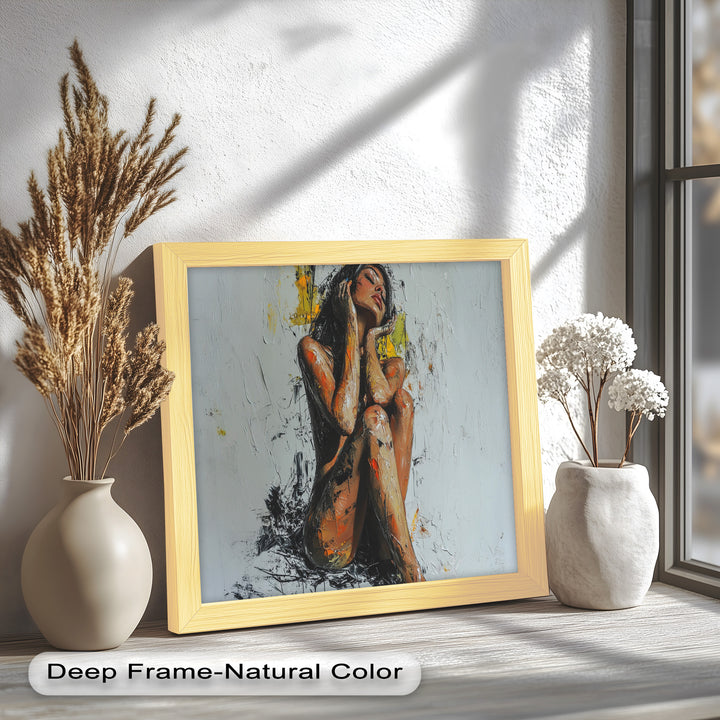 Poise in Silence – Textured Nude Figure Oil Painting