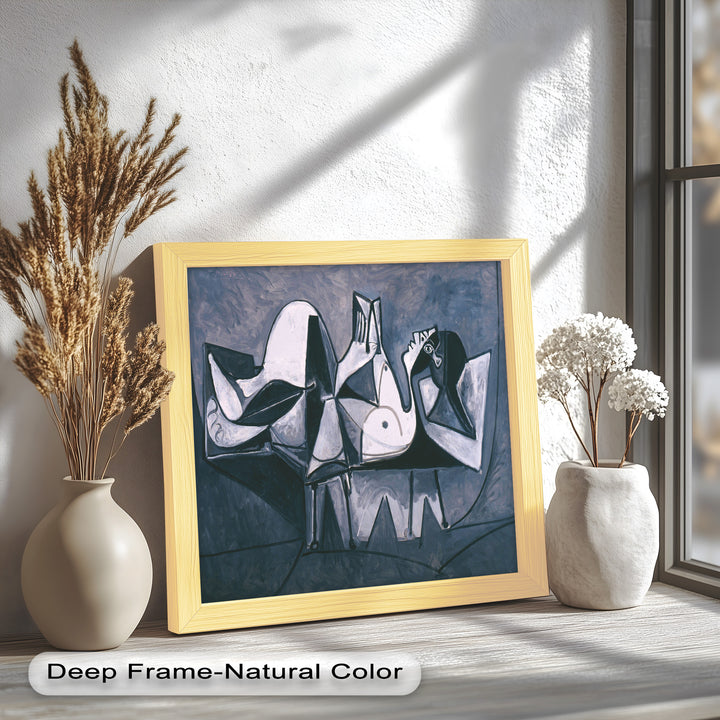 Geometry of Stillness – Monochrome Reclining Picasso Oil Painting